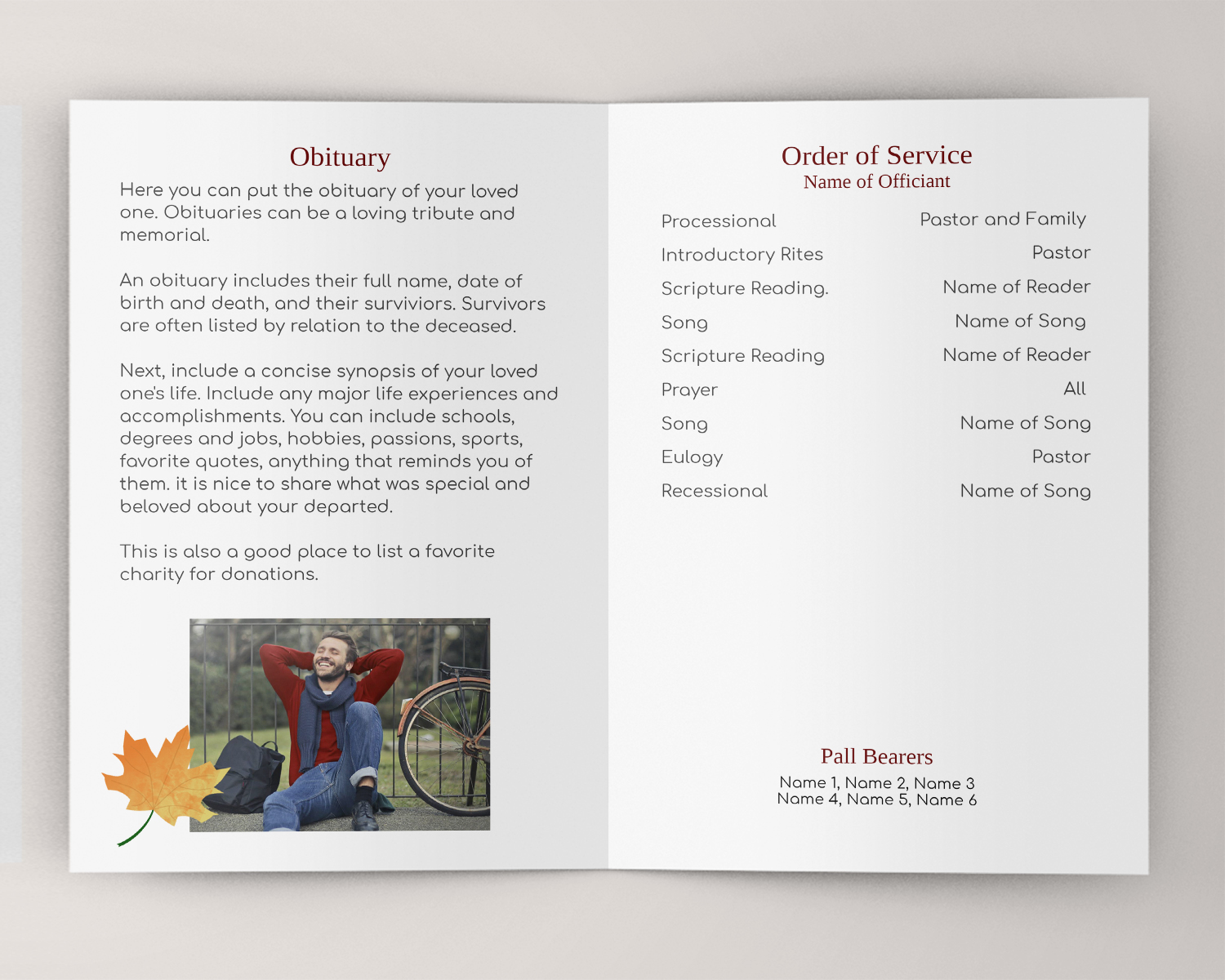 How To Make A Memorial Service Program Or Funeral Booklet Funeral Potatoes