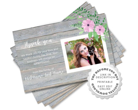 funeral thank you cards rustic