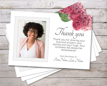 funeral thank you cards roses